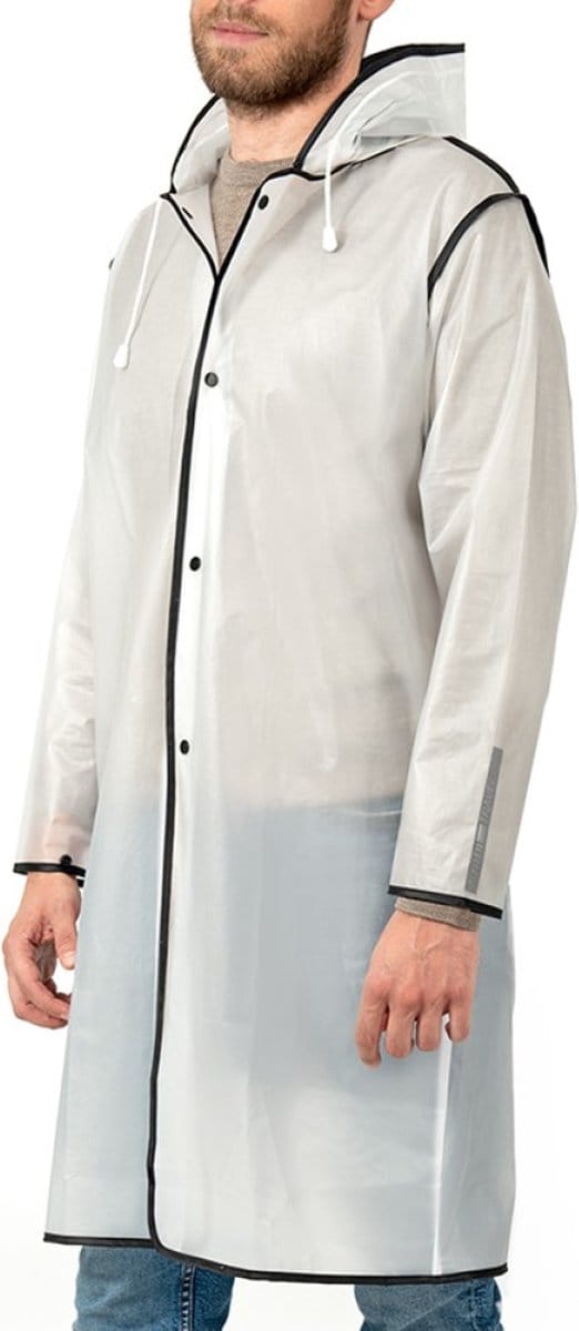 Semi transparante City Trench regenjas met zwarte bies van Perletti M
