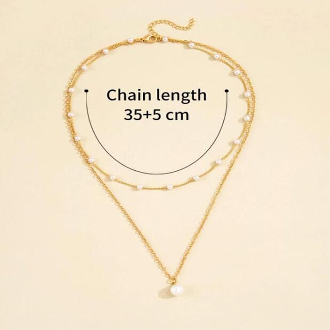 Nouveau Collier Pendentif Perle Double Couche, Chaîne Clavicule Design Vent Froid or