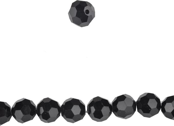 Kristallen kralen zwart 10mm (35st)
