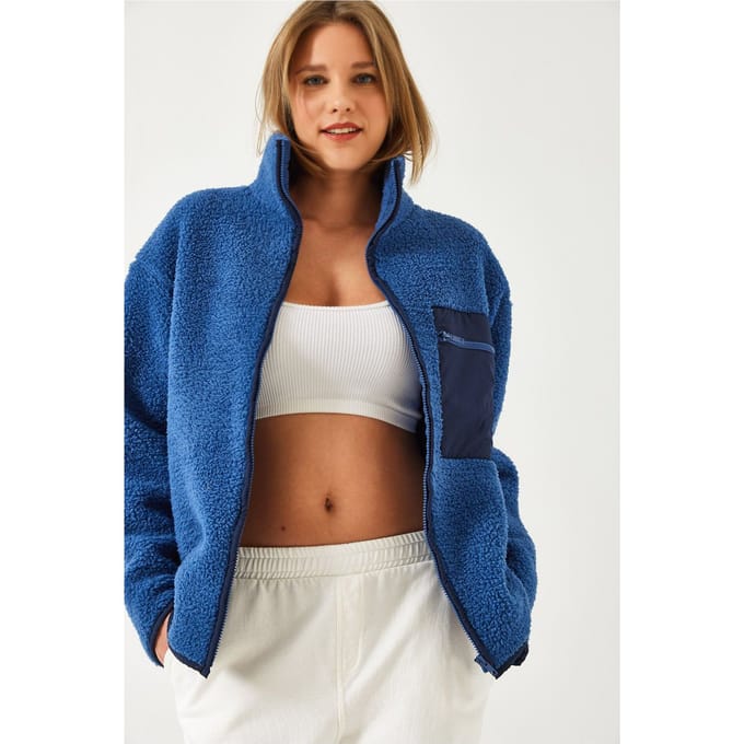 Pluche Ritskraag Faux Bont Jacket