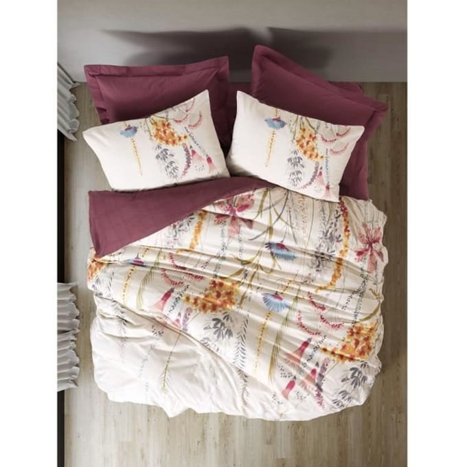 Parure de lit - 1 housse de couette 220 x 240 cm + 2 taies d'oreiller 60 x 60 cm - 100% coton renforcé - Rouge