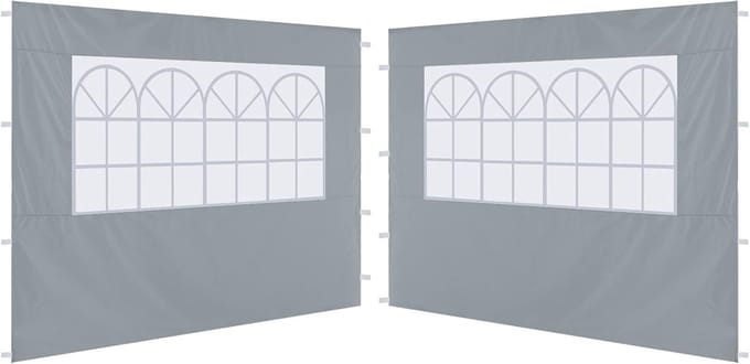 Zijpaneel Gazebo - Tentwand - Buitenfeest - Waterdicht polyester - 3x1.95M - Grijs
