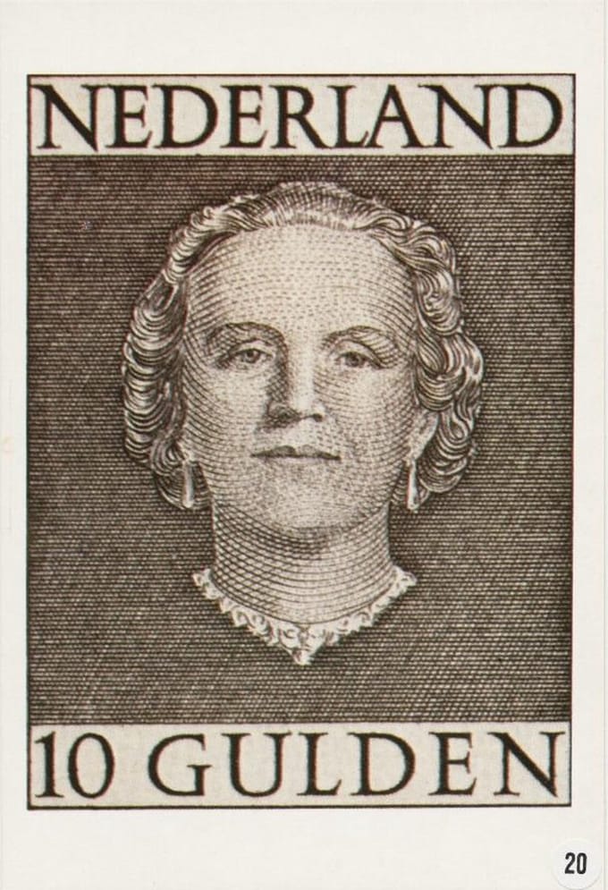 4 briefkaarten Koningin Juliana (serie) 1949