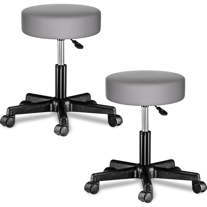 Casaria Verstelbare Draaikruk - 46/60cm Zithoogte – 2 Stuks Grijs