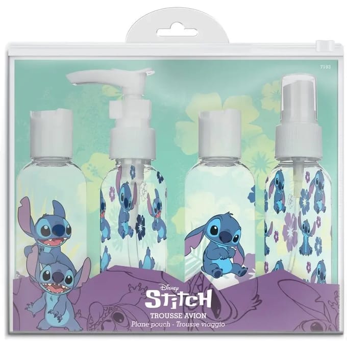 Reiszak met 4 navulbare flessen Disney Stitch