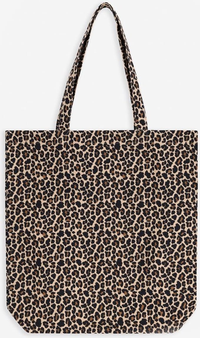 Sissy-Boy - Bruine canvas shopper met leopard print