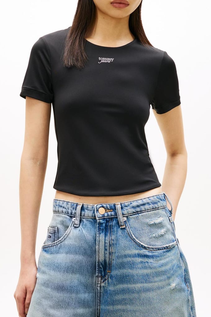 Tommy Hilfiger Slim Silver T-shirt Black Größe: M | Hemden Outlet | Damen | Grau