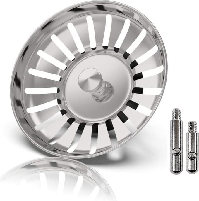 Gootsteen afvoerplug - 83 mm - RVS Afvoerzeef Spoelbak - korfplug