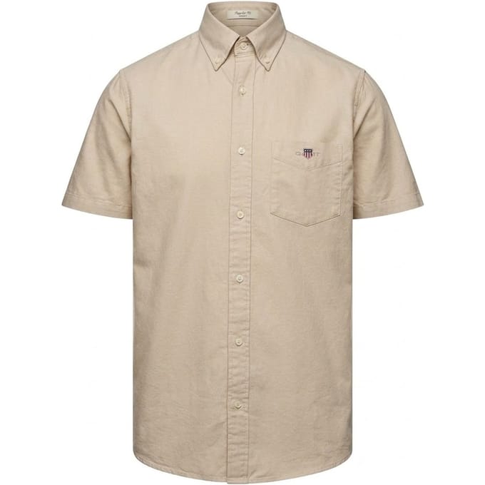 Gant Heren Oxford Normaal Overhemd Met Korte Mouwen (Beige)