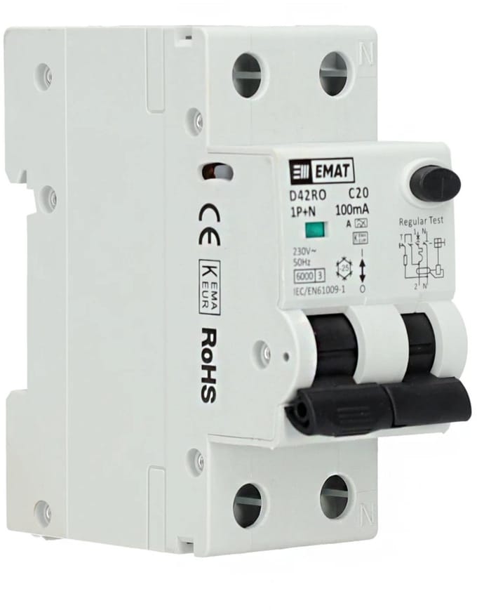 EMAT aardlekautomaat C20 1P+N 100mA Type A (85006417)