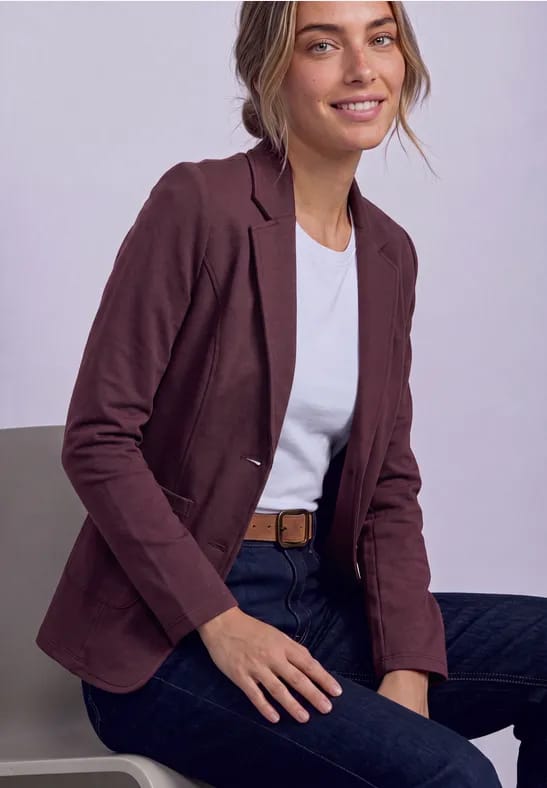 Eenvoudige blazer in effen kleur