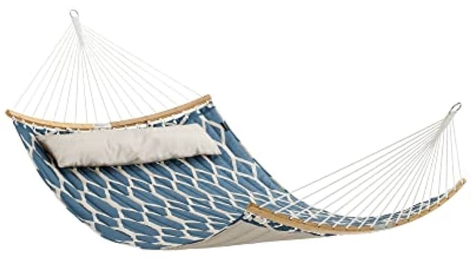 Gewatteerde hangmat met kussen en spreider - Extra breed, 200x140 cm, draagvermogen 225 kg