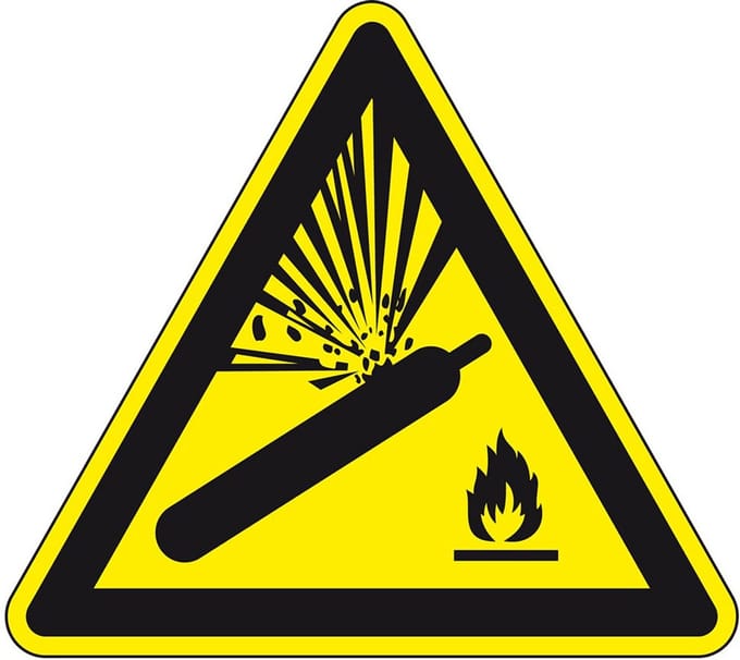 Waarschuwingssticker gasflessen - ISO 7010 - W029 400 mm