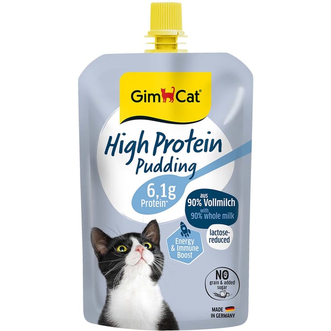 GimCat Eiwitrijke Pudding - Lactosearm Tussendoortje - 100g, Romige Kattenpudding zonder Granen