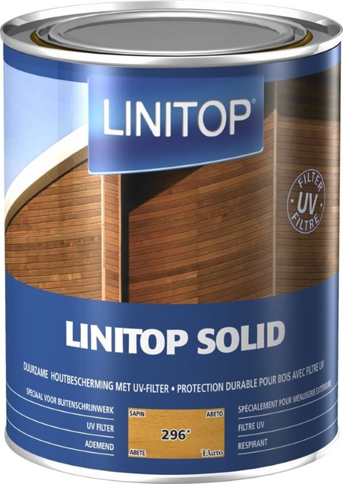 linitop Solid - Beits - Duurzaam extreem weersbestendige houtbescherming met uv filter - Solventbasis - 0.50 L - 296 Den