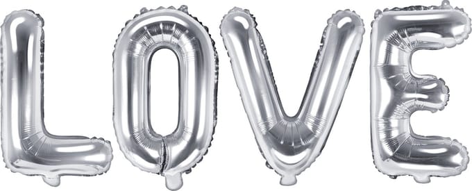 Partydeco - Folie Ballon LOVE Zilver 140 x 35 cm