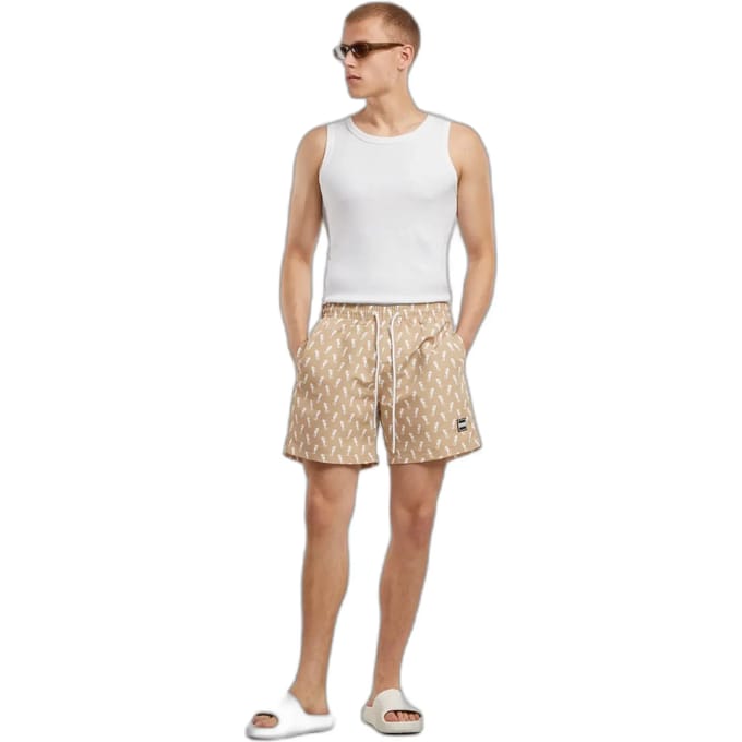 Urban Classics - Pattern Zwemshorts - S - Beige