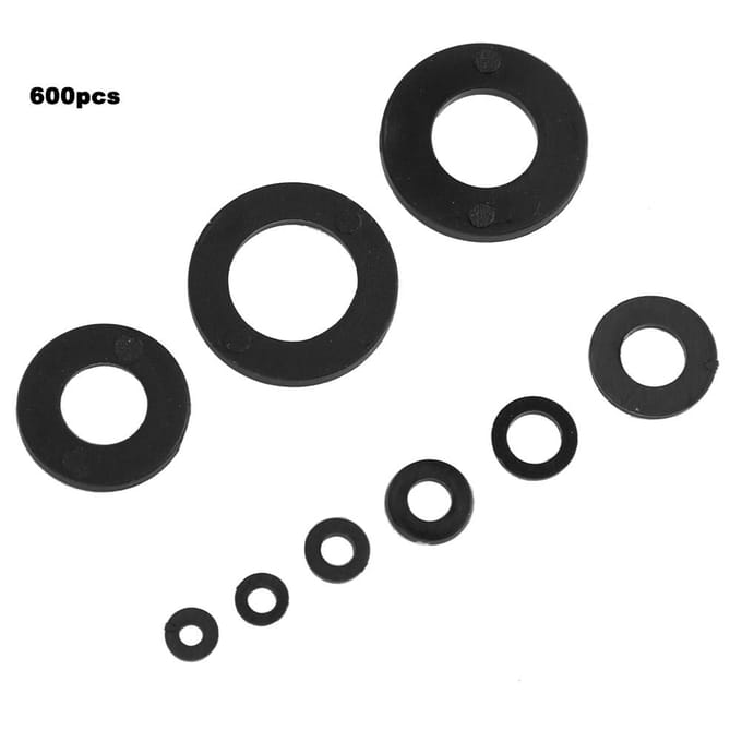 600 Stuks Zwarte Nylon Ring Afdichting Combinatie Kit M2M12 9 Maten Hardware Benodigdheden