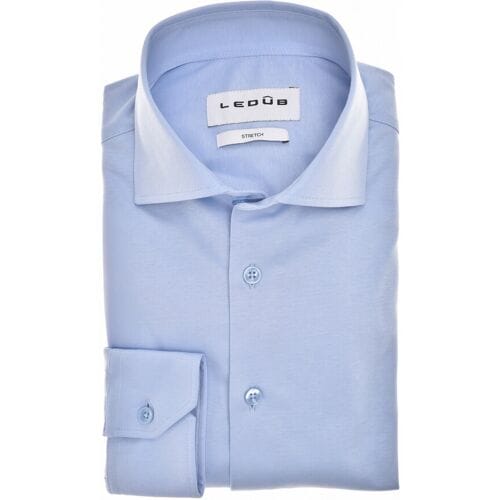 Ledûb Overhemd Uni Color Cotton Jersey Stretch Licht Blauw / male