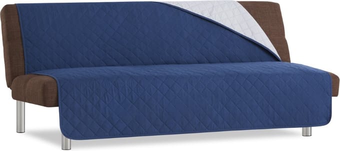 Duo Click Clack - Bankbeschermer zonder armleuningen - 190cm breed - Blauw - Twee kanten te gebruiken