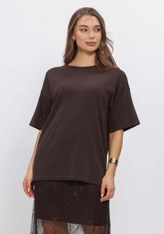 MSCH Copenhagen Mschterine Tee Tops & T-shirts Dames - Shirt - Bruin - Maat S/M