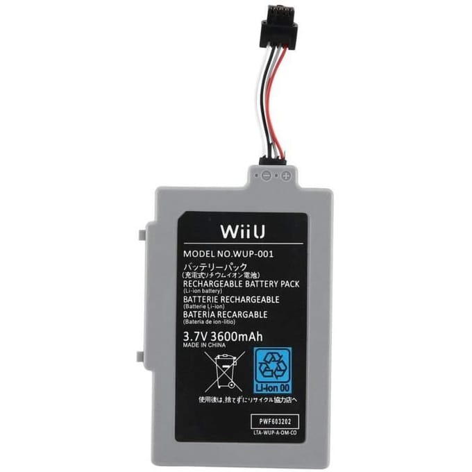 Oplaadbare Batterij - WII U - 3600mAh - Game Accessoires - Grijs - Gemengd
