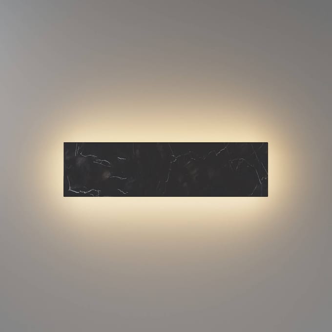 Maytoni LED wandlamp BASIC TEXTURE, zwart, breedte 30 cm, marmer, CCT