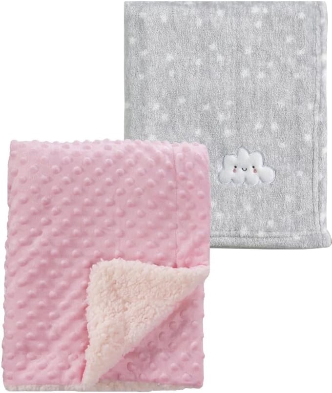 Zachte Acryl-Polyester Babydeken 76x100cm in Grijs en Roze voor Baby's en Peuters