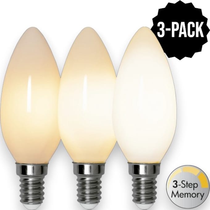 3-Pack | 3 standen - Kaarslamp - E14 - 4W - Extra Warm Wit - 2700K - Opaal