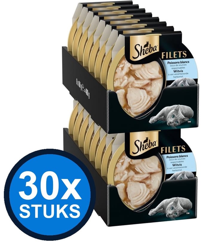 30x Sheba - Filets Witvis - Kattenvoer Natvoer - 60g
