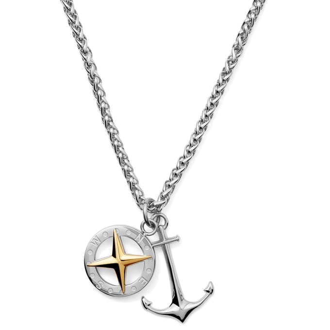 Tadd Stalen Ketting met Anker & Kompas