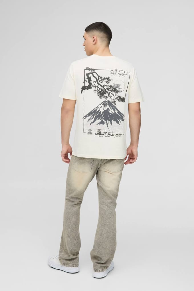 Regular Fit Mountain Graphic T-Shirt | Ecru | Size 2XL