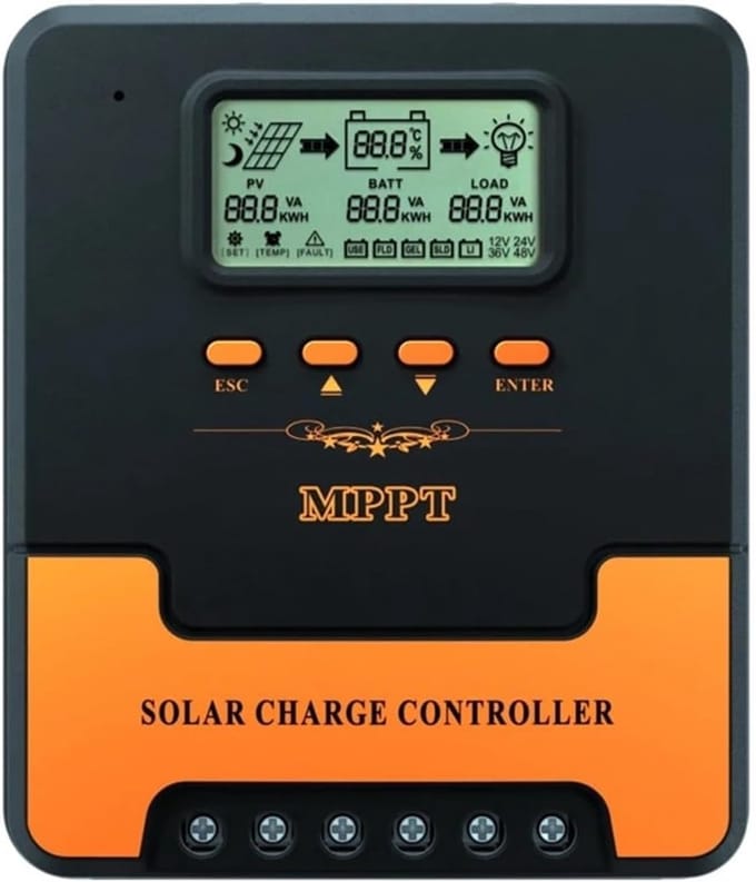Zonne-controller - PV-regelaar - Energie Opladen - Geavanceerde MPPT Tracking - 60A - Zwart
