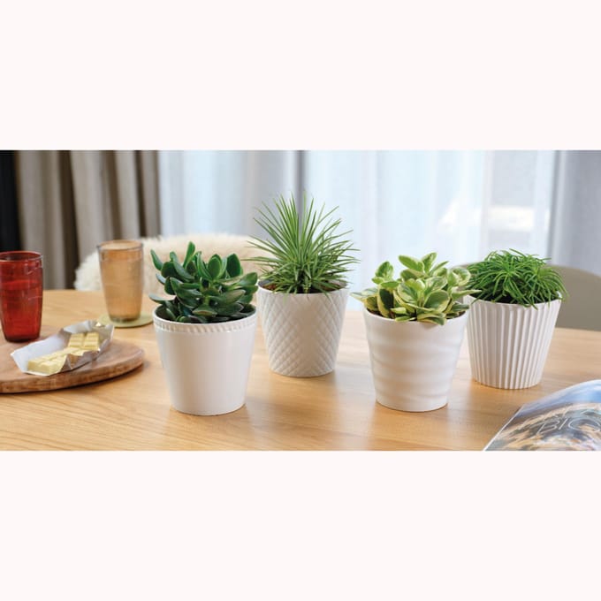 OttoSimon bloempot keramiek decoratief 4 assorti wit modern.