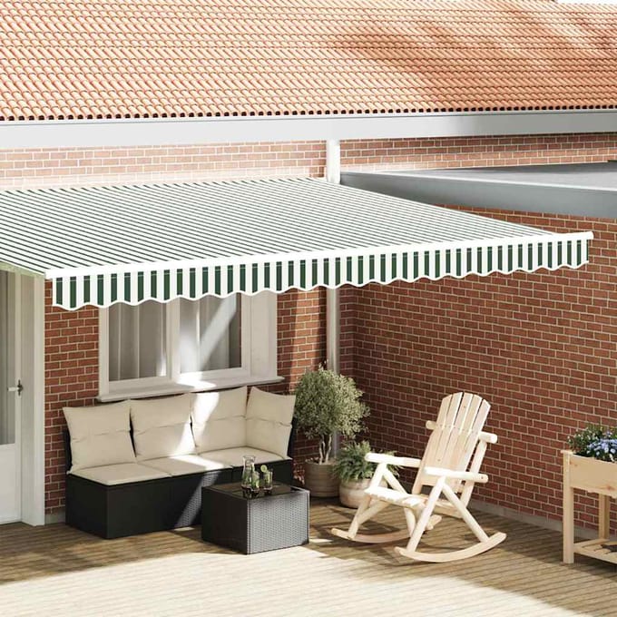vidaXL Vervangende volant voor 4,5 m Groen & wit gestreept Polyester