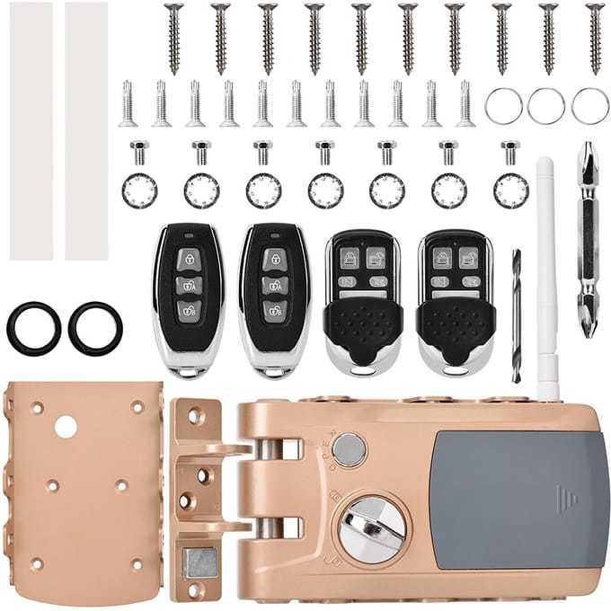 Sécurité Domicile Serrure Intelligente Anti-vol Sans Clé avec Quatre Télécommandes black