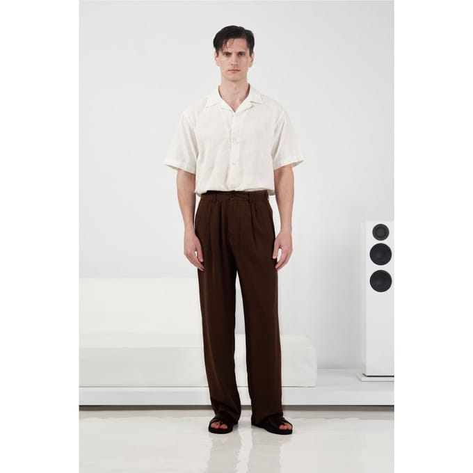 Hoge Taille Wijde Pantalon met Plissee