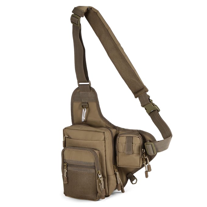 Sac de pêche iLure - Sac de pêche multi-usages en toile imperméable pour moulinet de pêche et leurres kaki