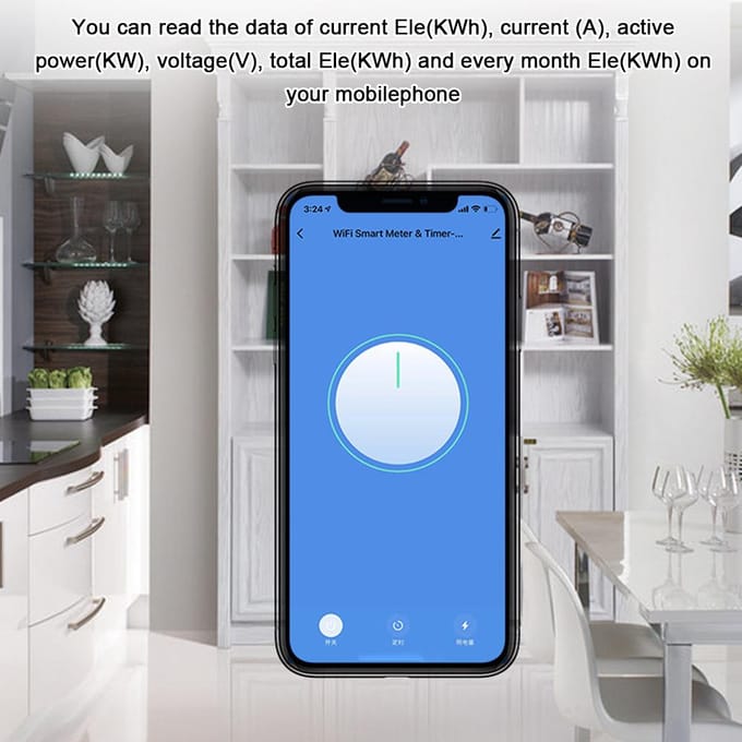 Tuya WiFi Intelligente elektrische meter Intelligente energiemeter Timer Elektrische meter voor thuis wit
