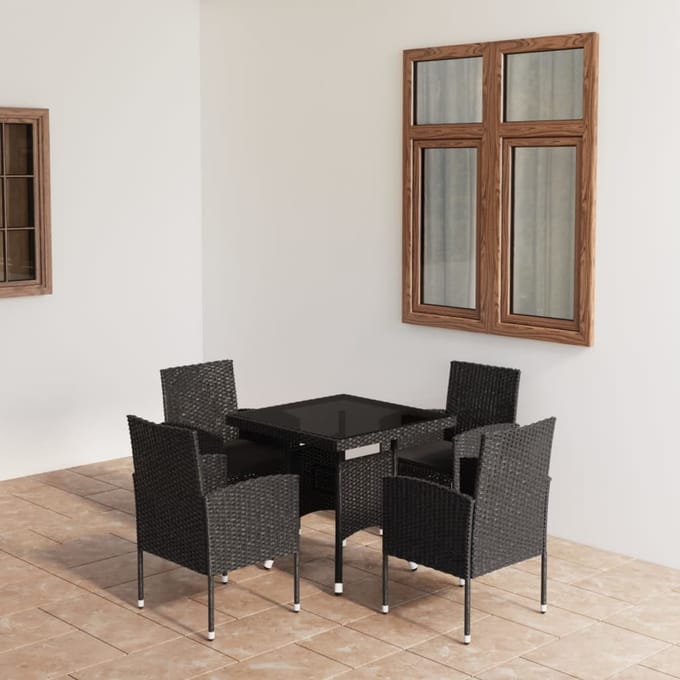 vidaXL - 5-delige - Tuinset - poly - rattan - zwart