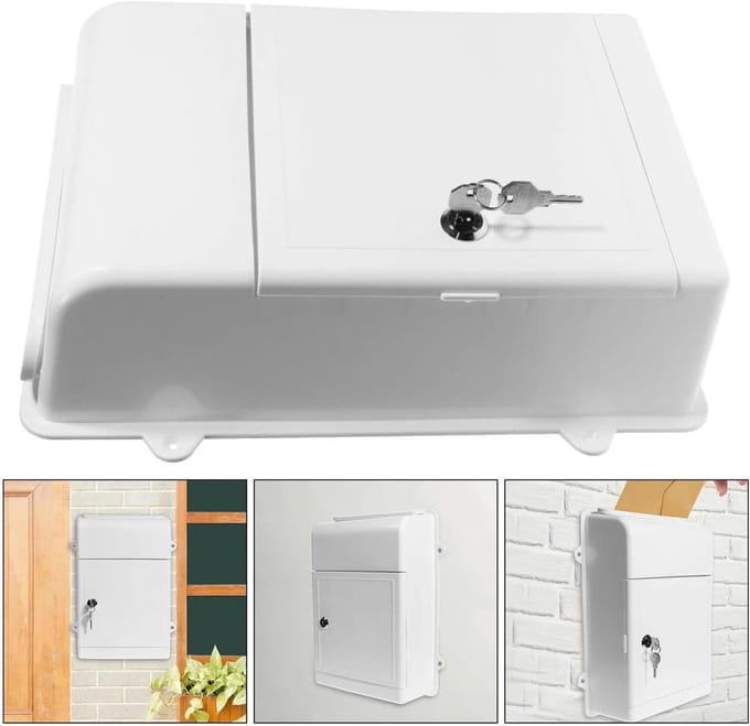 Wandbrievenbus - Buitenpostbak - Post Ontvangen - Afsluitbaar Metaal - 34.5 cm - Wit