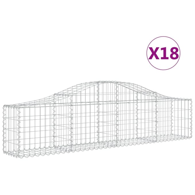 vidaXL - Schanskorven - 18 - st - gewelfd - 200x30x40/60 - cm - gegalvaniseerd - ijzer