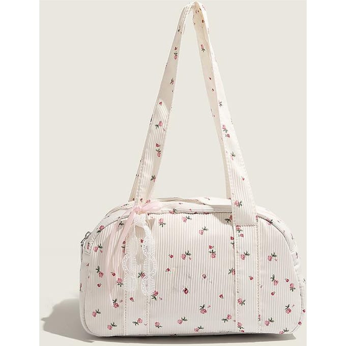 Meisjes Hart Katoen Canvas Bowlingtas Zoete Handtas Schoudertas white