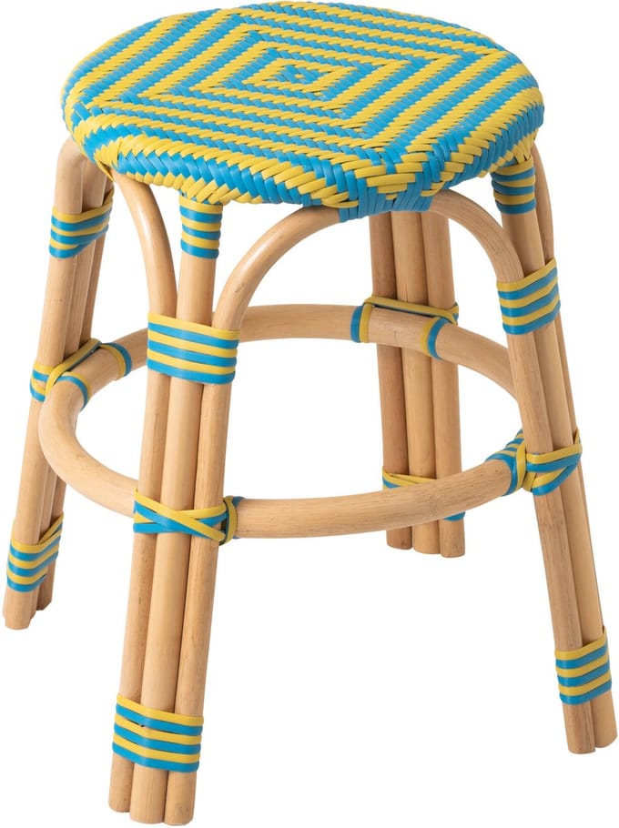 J-Line kruk Geo - riet - geel/azuurblauw - 2 stuks