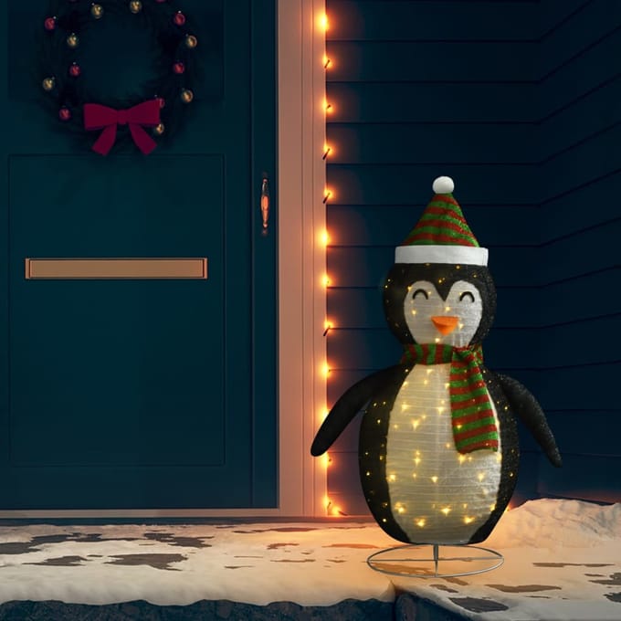 vidaXL - Kerstpinguïn - decoratief - LED - 120 - cm - luxe - stof