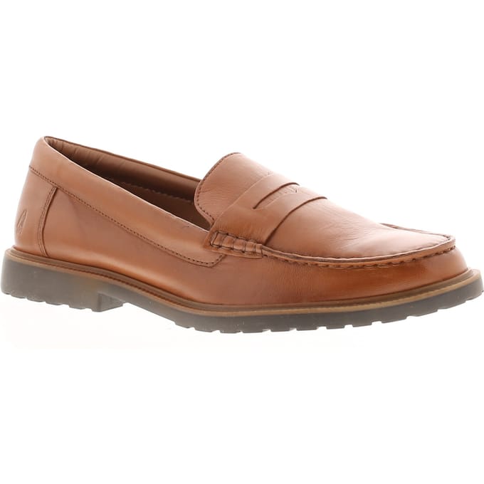 Hush Puppies Verity Slip On Leren Damesslippers In Tan.