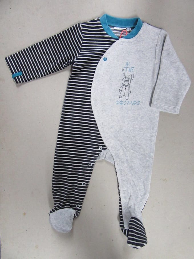 pyjama noukie's in velour , ruimtereiziger  streep 9maand 74