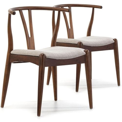 VS Venta-stock Set van 2 stoelen Rustic Kleur Walnoot, Massief Hout, 55 x 54,5 x 76 cm