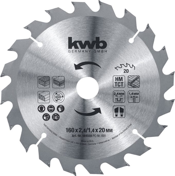 KWB Cirkelzaagblad HM TCT 150 x 20 mm 20T