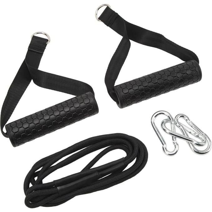 Corde de traction triceps Attachments de machine à câble de gym Sangle longue pour triceps avec 2 poignées pour Multi black